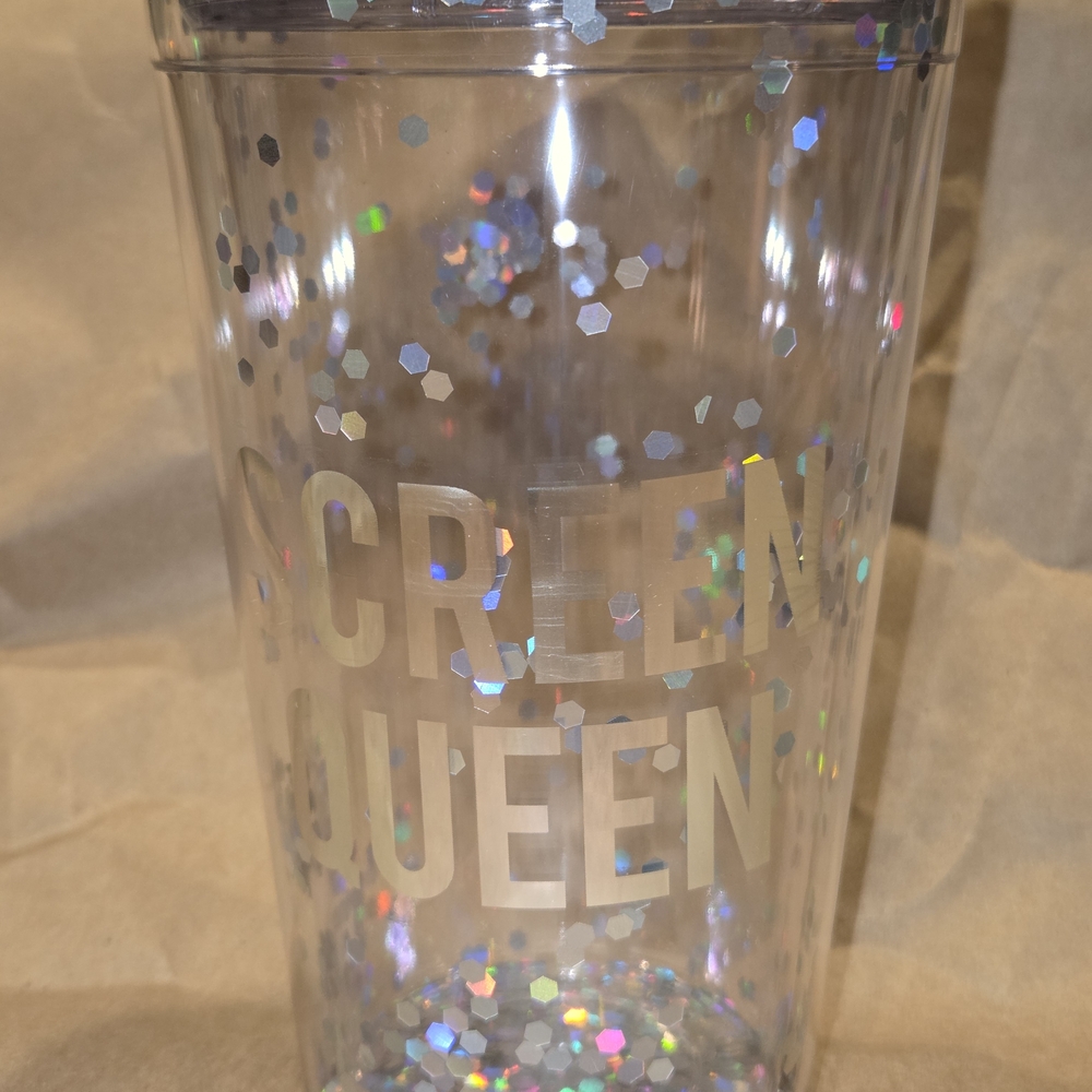 Fun Holographic Tumbler with Screen Queen Text